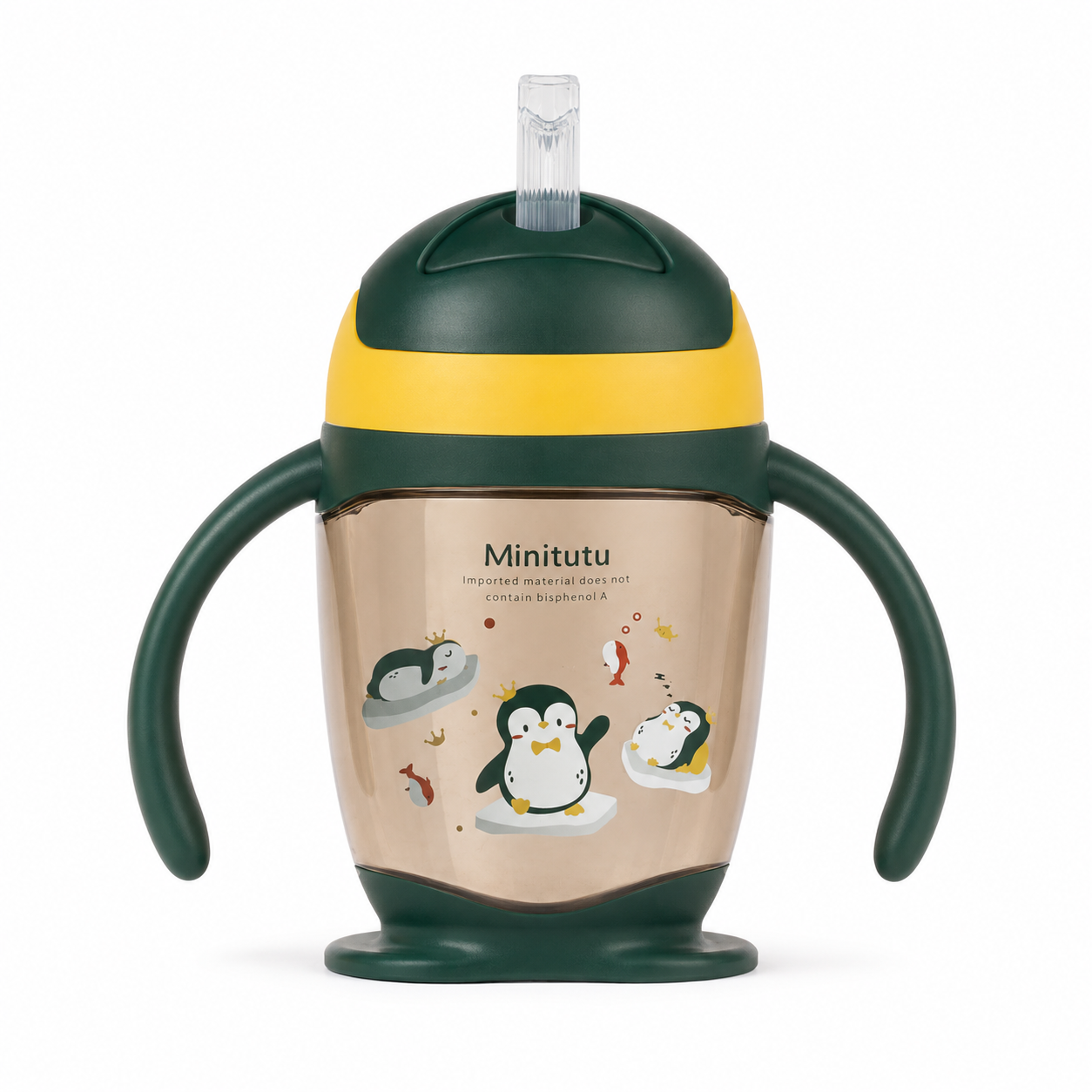 Minitutu Penguin Water Cup 300ml for 12+ Months | BPA-Free PP Baby Training Cup with Dual Handles | CB813-1